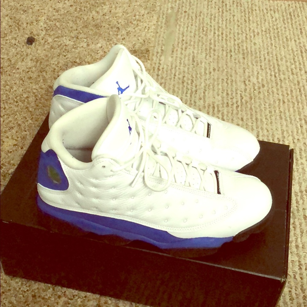 White and hyper blue royal 13s